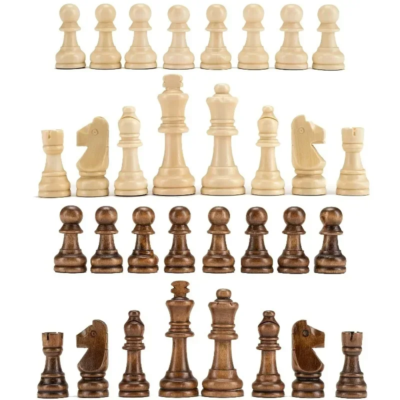 32 Pieses Wooden Chess Standard Tournamen Staunton Wood Chessmen 8cm King Height Chess Pieces Only No Board wooden chess chess pieces