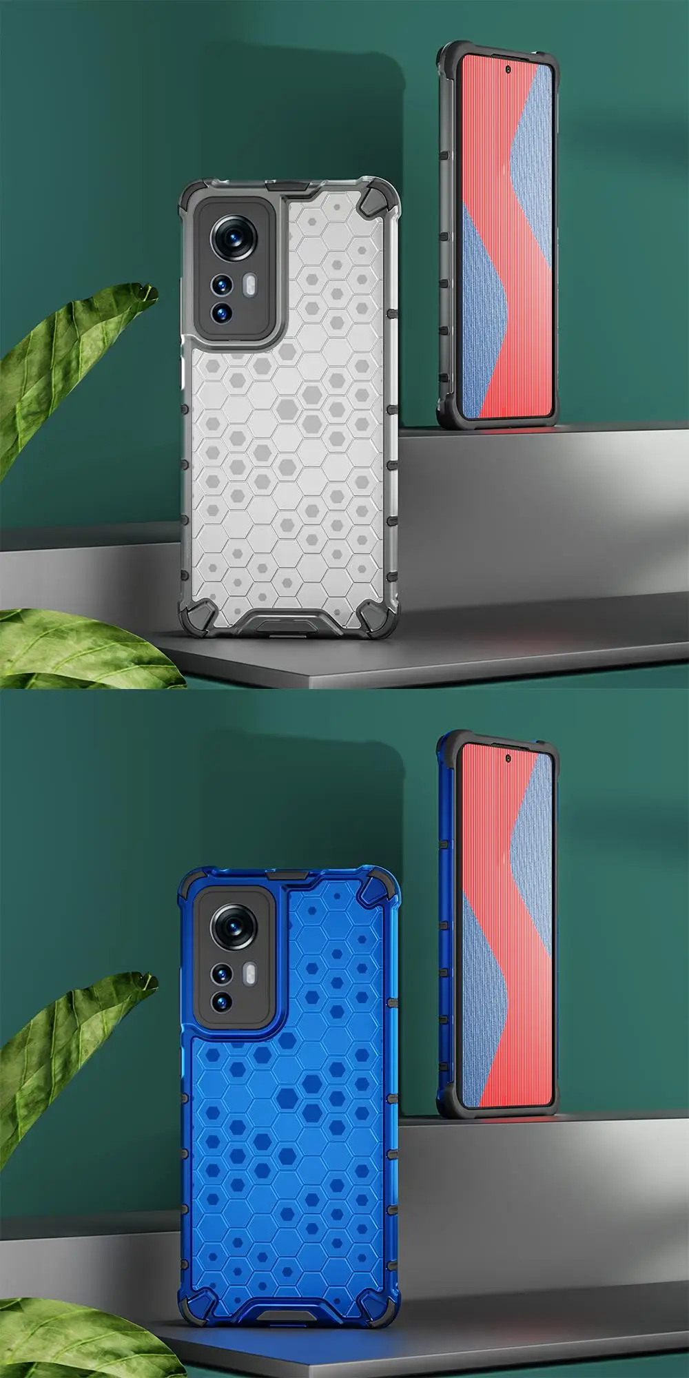 KEYSION stoßfeste Rüstungshülle für Xiaomi 12 Lite 12S Pro 5G, transparente Waben-Telefonrückseite für Xiaomi Mi 12 12X_voghion.com