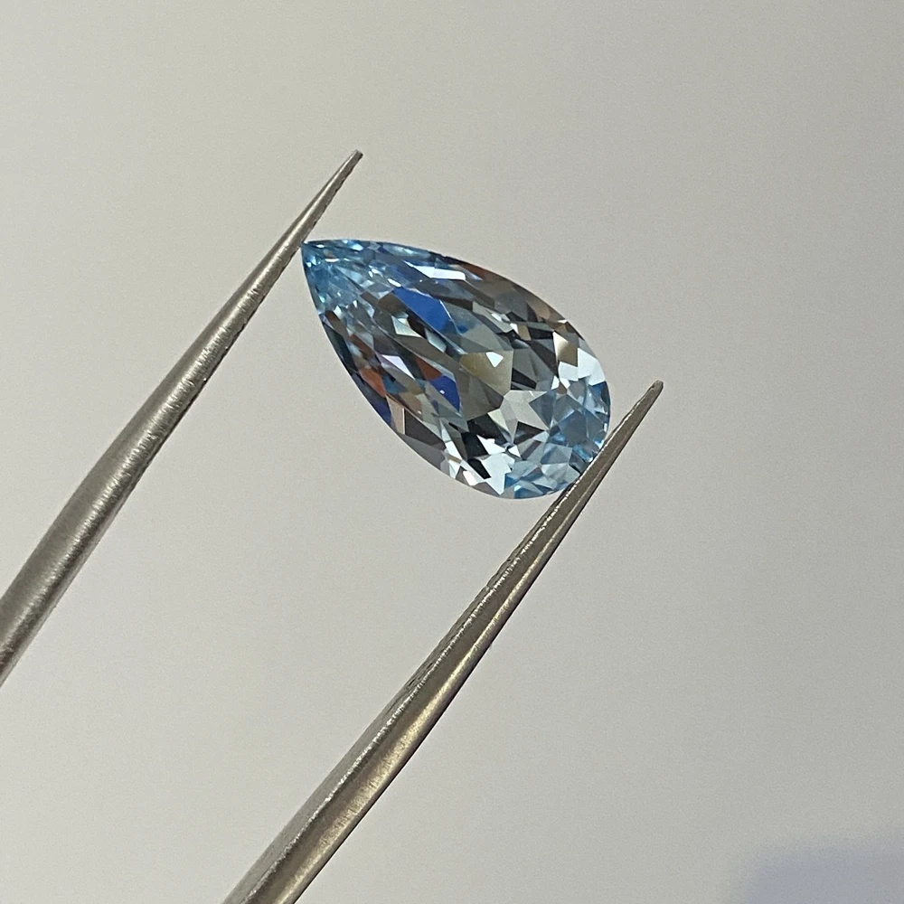 Meisidian Hot Sale Drop Shape 5 Carat 8x15mm Lab Santa Maria Aquamarine Loose Gemstnoe For Ring Making