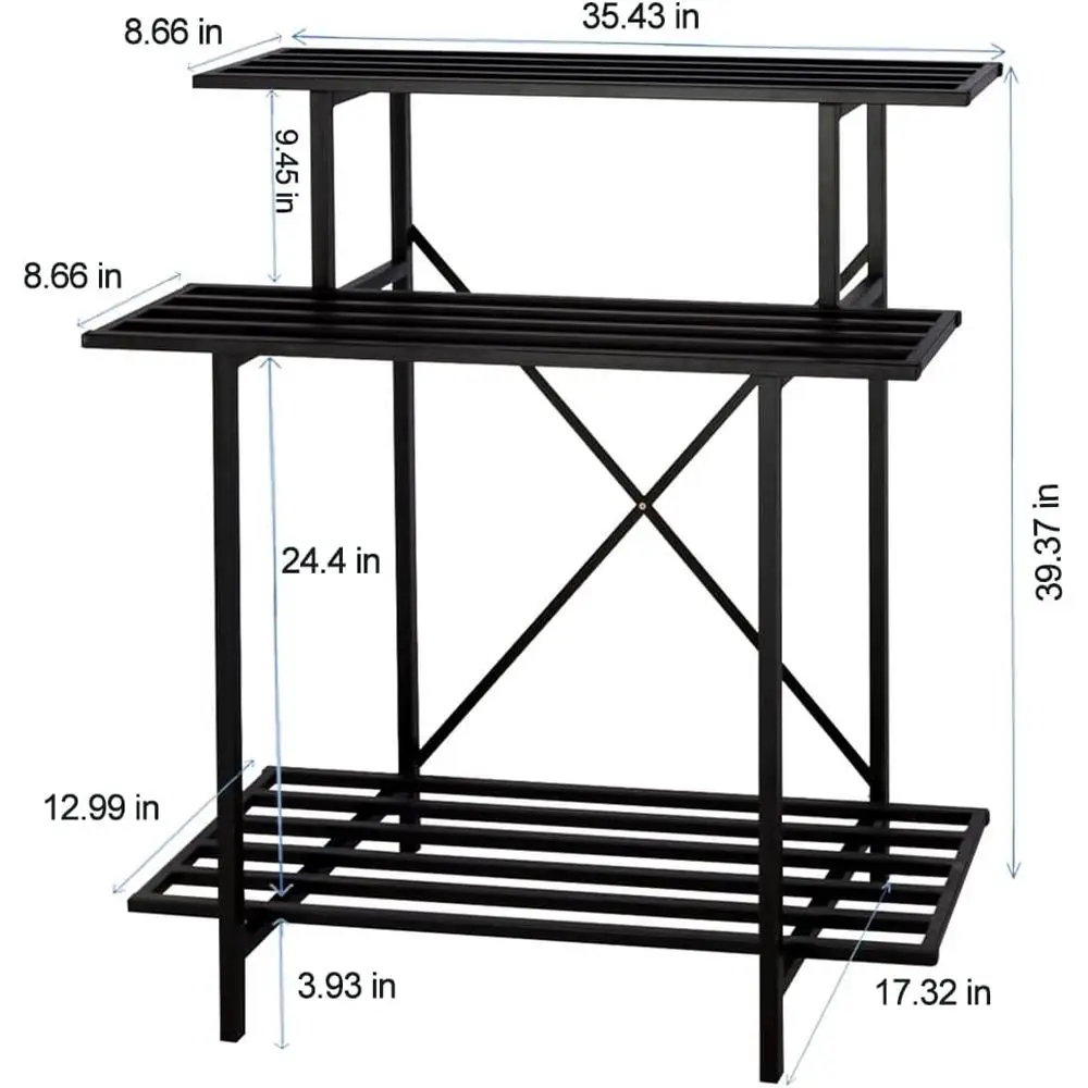 Sturdy 3 Tier Heavy Duty Plant Stand Indoor Outdoor Space Saving Carbon Steel Construction Plant Holder Easy Assembly 5
