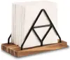 Wooden Napkin Storage, Black Tabletop Napkin Holder With Metal Wire, Suitable For Indoor Outdoor Home Dining Kitchen Decoration 1