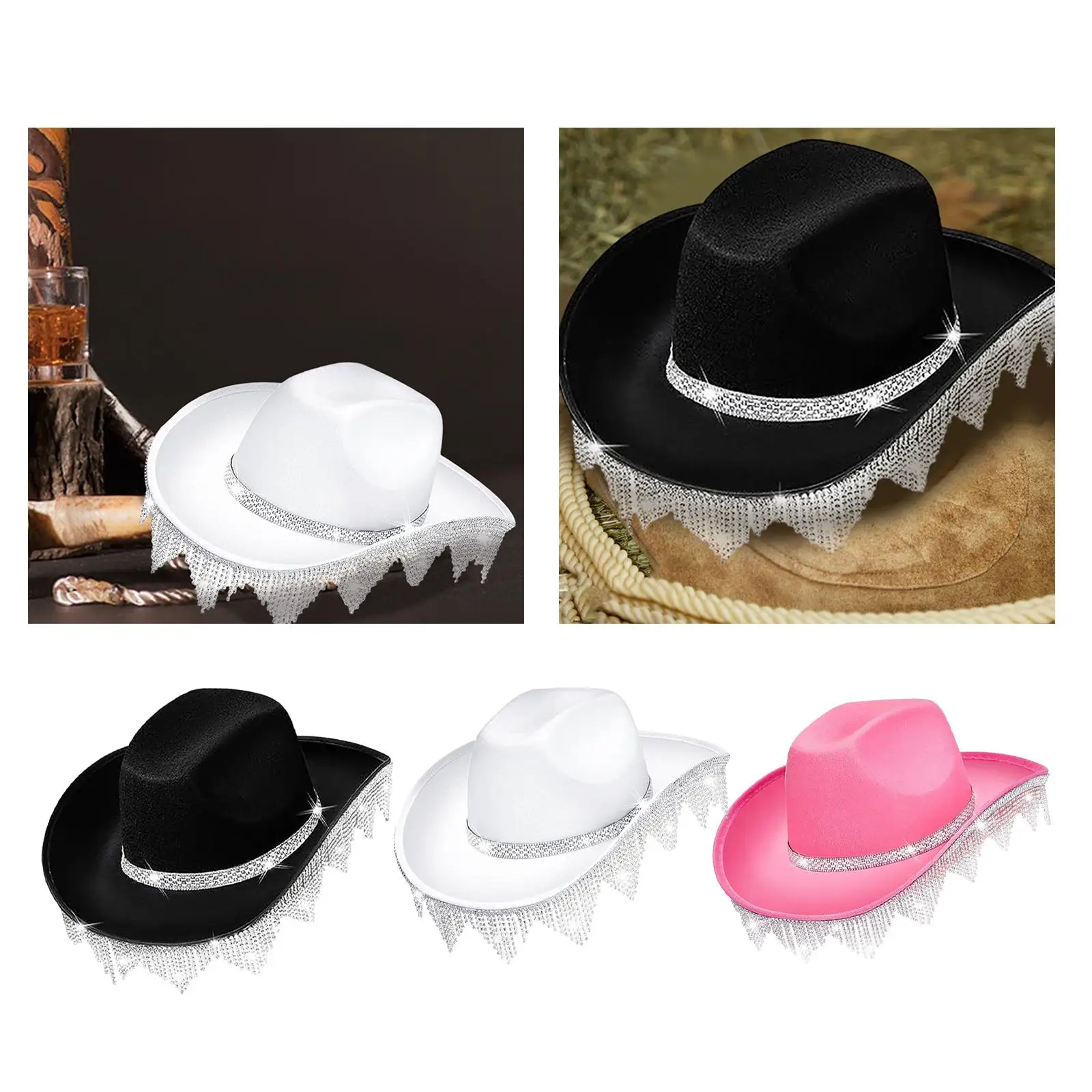 Western Tassels  Hat Spring Lightweight Summer Stylish Sunshade Hat for Roles Play Travel Masquerade Cosplay Fancy Dress