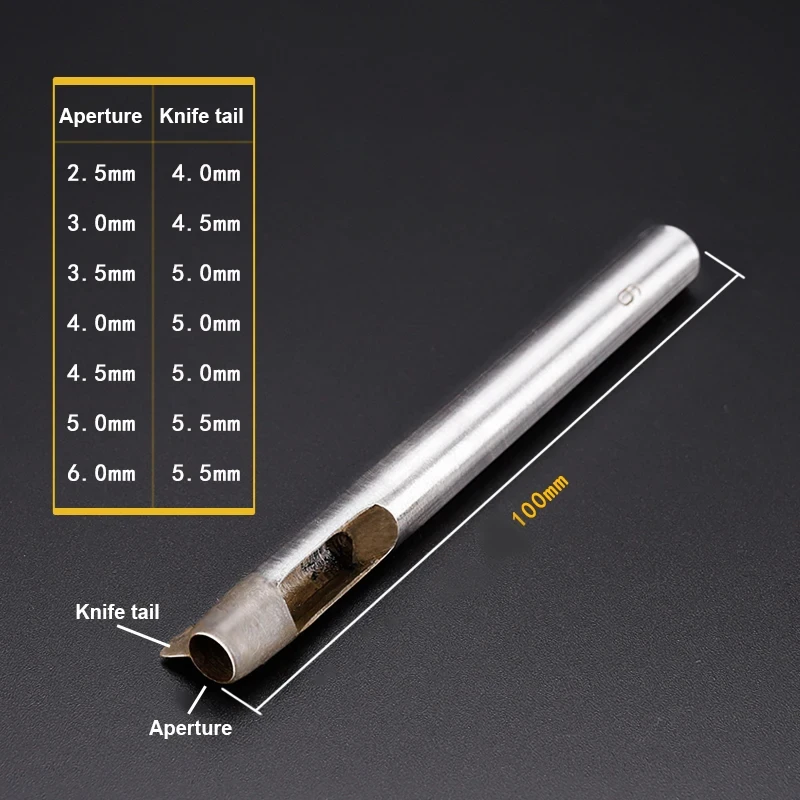 구멍과 꼬리가있는 3.0mm-8mm 가죽 펀칭 도구 가죽 공예 디자인 패턴 금형 DIY 벨트 샤프 펀치 다이 컷 가죽