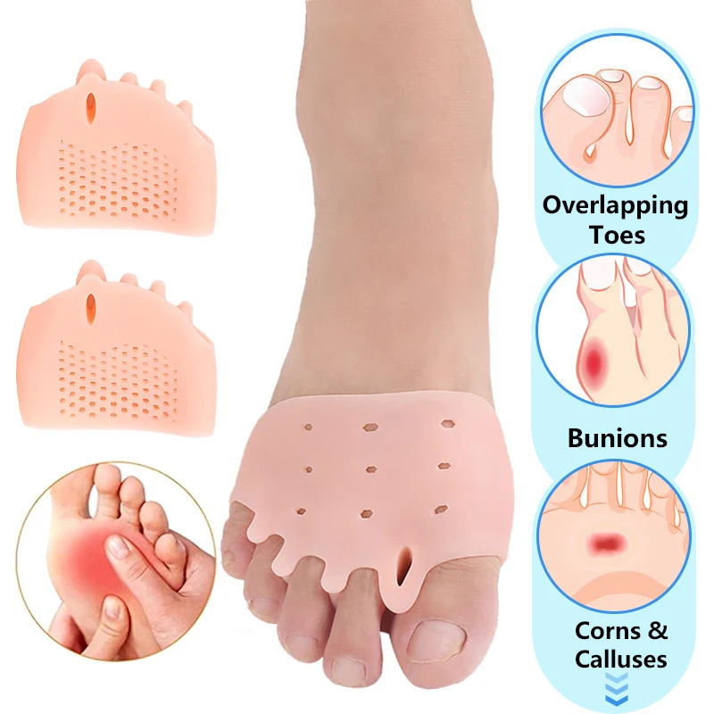 Pexmen 2Pcs Metatarsal Pads Gel Toe Separators Bunion Corrector Cushion Toe Spacers Ball of Foot Cushions for Men and Women