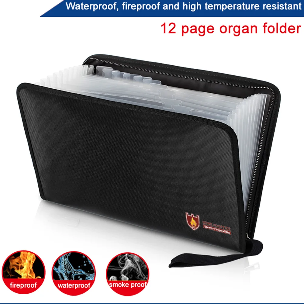 Fireproof Waterproof Transparent Color Organ Folder Office Storage Folder A4 Legal Document Contract Storage Bag