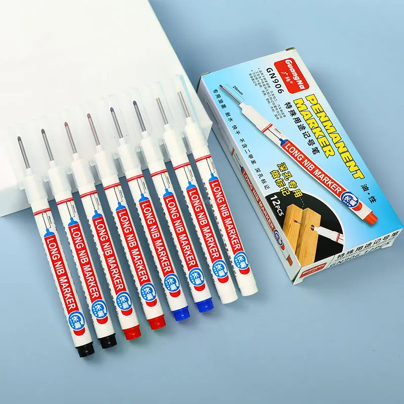 20MM Black/White Ink Long Head Markers For Metal Perforating Pen Waterproof Bathroom Woodworking Decoration Deep Hole Marker Pen