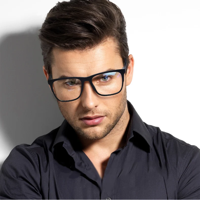 Progressive Reading Glasses – Men's Rectangle Eyeglass Frames with Transparent Eyepieces