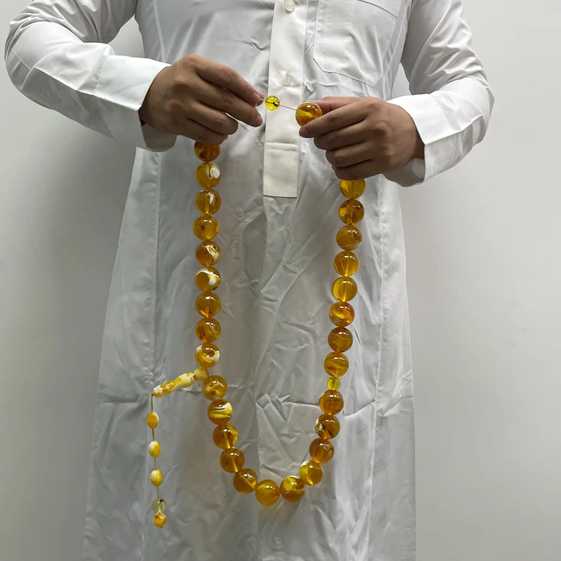 Tasbih men Super Big size Yellow Resin with insect beads muslim