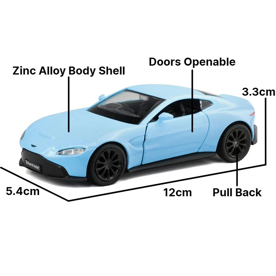 1/36 Aston Martin Vantage Toy Car Miniature Model RMZ CiTY Free Wheels Pull Back Diecast Alloy Collection Gift For Children Boy 6