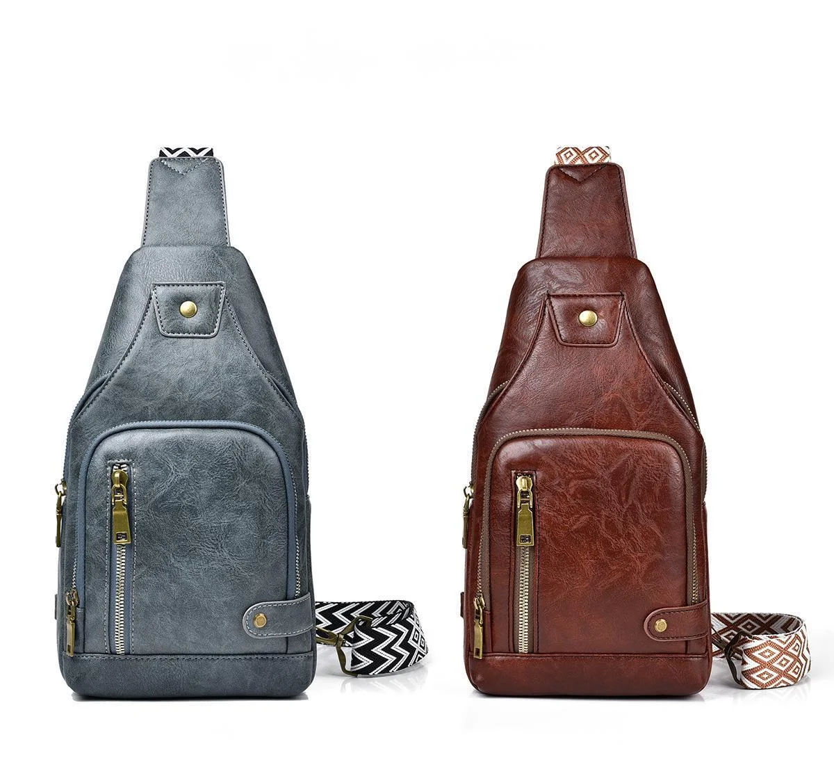 Men's Leather Crossbody Chest Bag Waterproof Tactical Backpack_voghion.com
