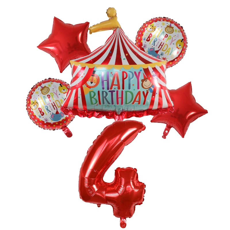 Rot Zirkus Geburtstag Zelt Luftballons Set 30 zoll Folie Anzahl Luft Globos Tier Thema Party kinder Geburtstag Dekorationen Kinder spielzeug – Detail 5