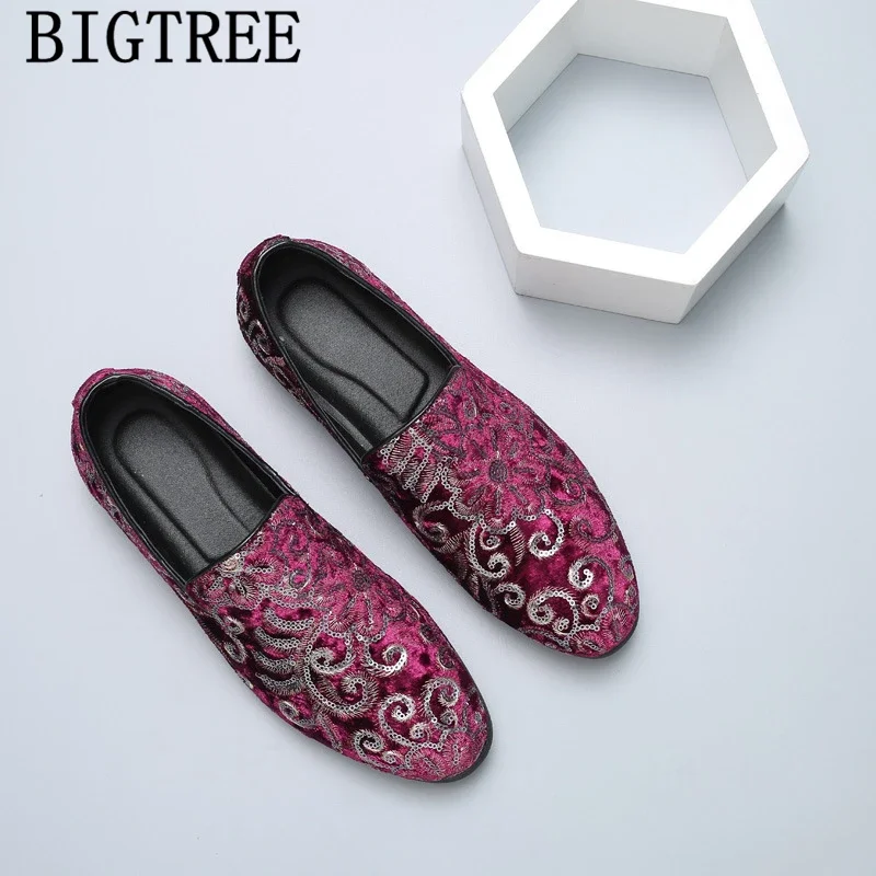 Formal Shoes Men Dress Loafers Glitter Coiffeur Italian Shoes Men Wedding Elegant Erkek Ayakkabi Buty