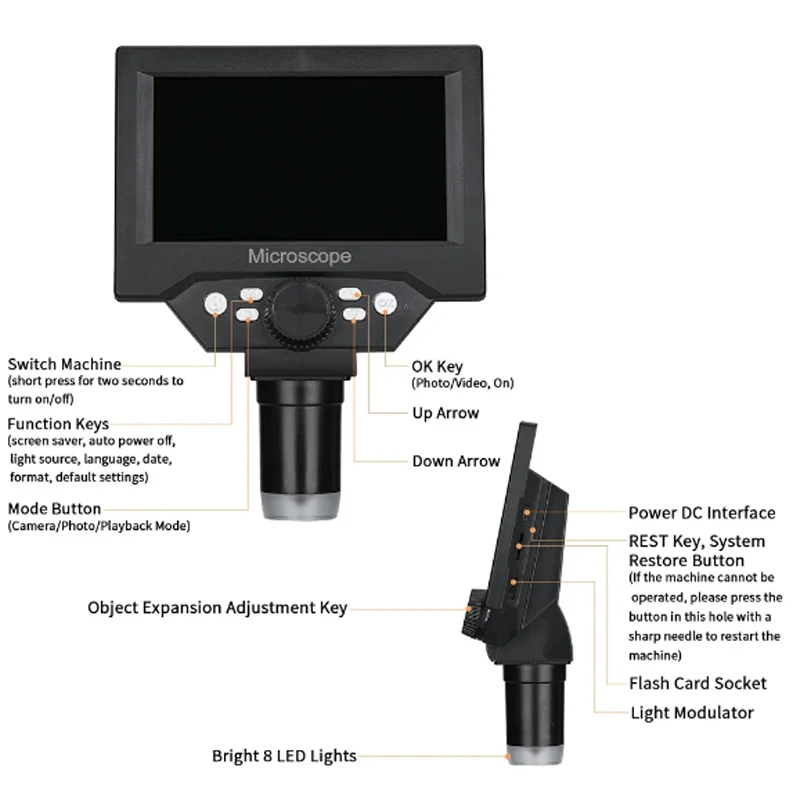 5.5inch LCD Digital Microscope 1000X 1080P Coin Microscope Magnifier with Stand Microscope For Electronics Repair Soldering 4