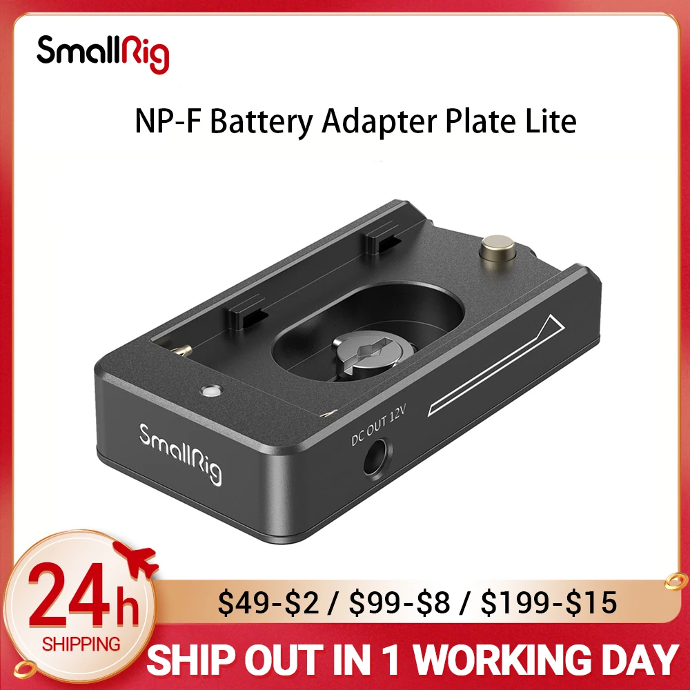 

SmallRig NP-F Battery Adapter Plate Lite For Sony NP-F battery w/ 12V/7.4V Output Port, LED Low Battery Indicator 3018