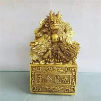 Brass Head Stamp Nine Dragon Jade Seal Craft Ornament 1