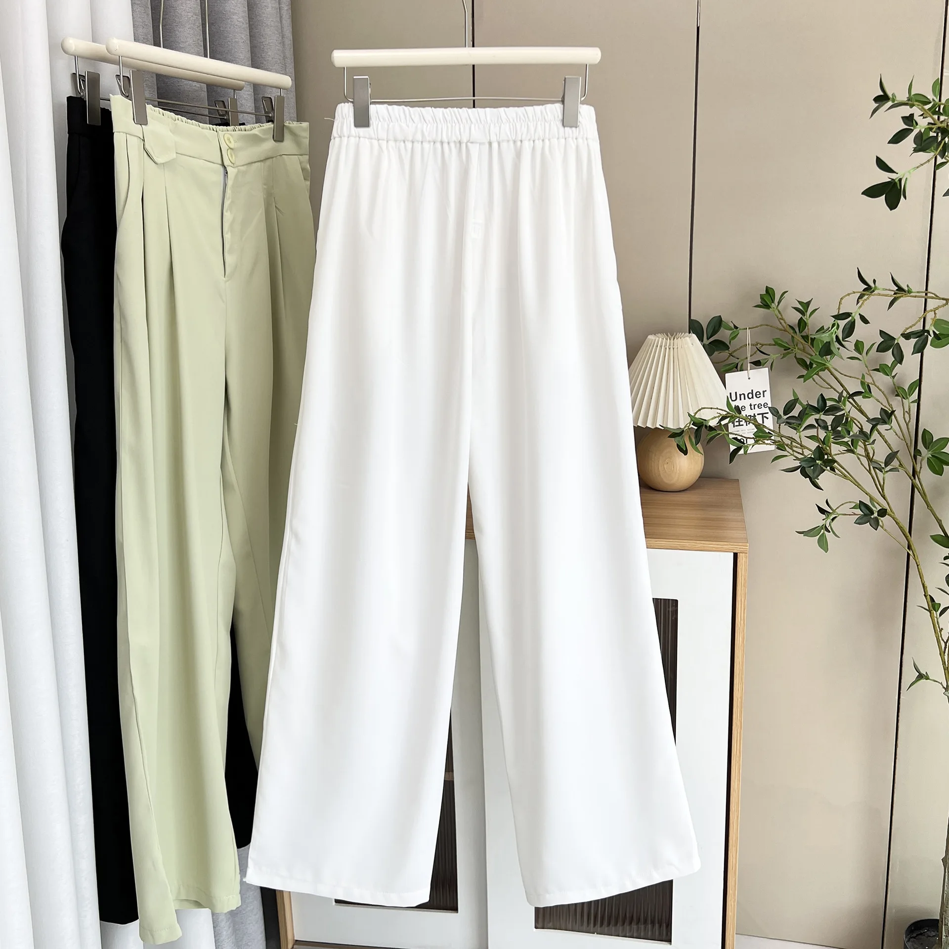 Fashion Plus Size Women's Wide Leg Pants Autumn New Style Elegant Casual Two Button Placket Full Length Suit Trousers 1706