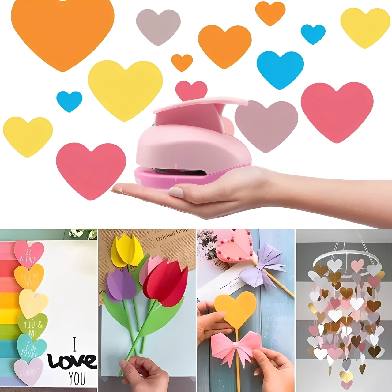 Heart Shaped Hole Punch 8/16/25/38/50mm Random Color DIY Craft for Scrapbook