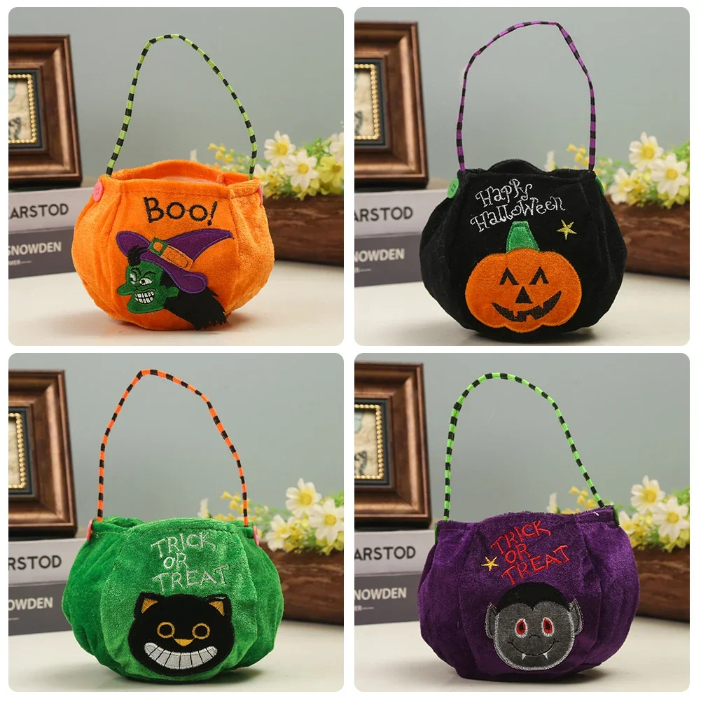 1pc Halloween Loot Party Kids Pumpkin Trick Or Treat Tote Bags Candy Bag Halloween Candy Storage Bucket Portable Gift Basket