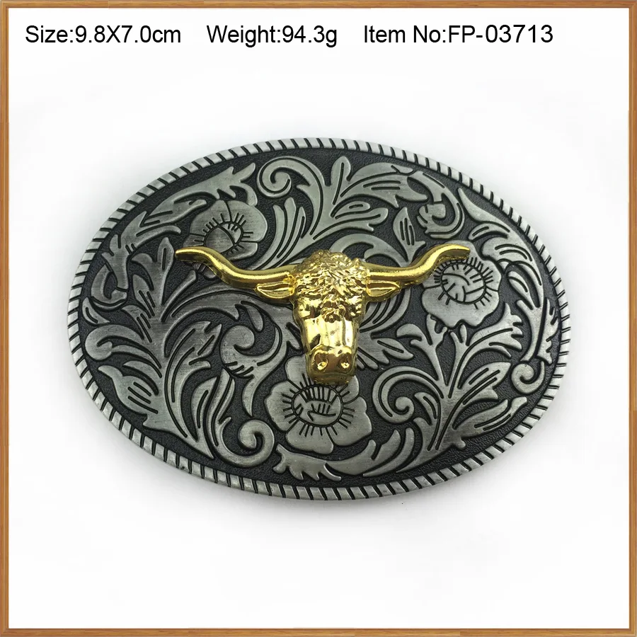 ペルー産　ハムシセット 未検品3 Bullzine zinc alloy Western flower bull head belt buckle