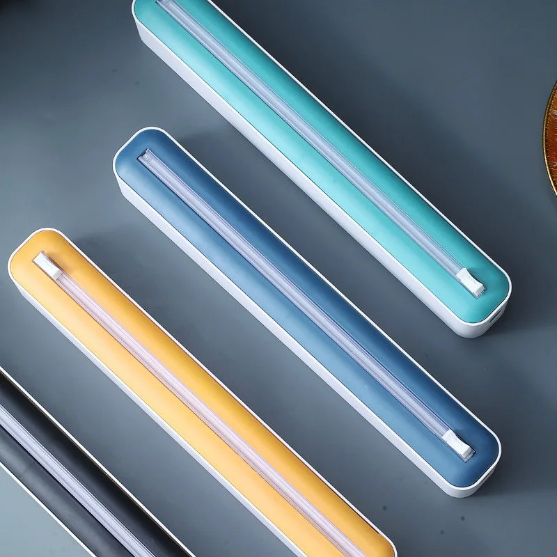 Food Film Dispenser Cling Wrap Dispenser Kitchen Wrap Dispenser Plastic Wrap Dispenser 2 In 1 Food Film Dispenser Wrap Dispenser With Cutter Storage Box Aluminum Foil Stretch Film Cutter Kitchen Accessories