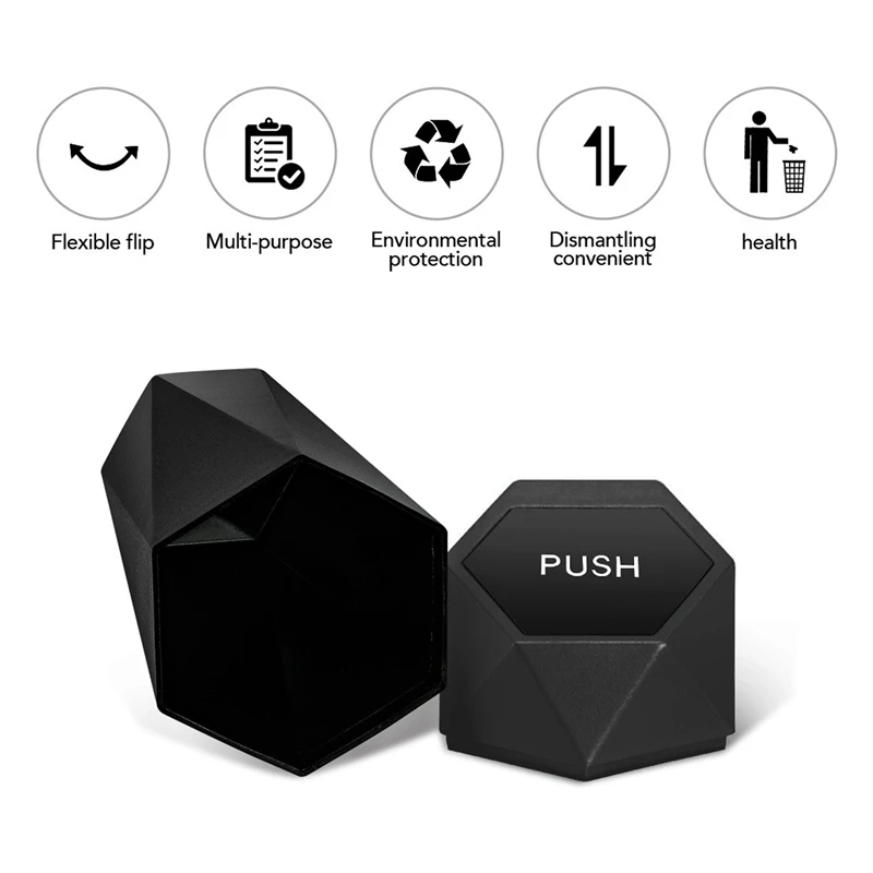 T84C-2X Car Trash Can With Lid Portable Vehicle Auto Car Garbage Can Mini Garbage Bin For Car, Home, Office Black