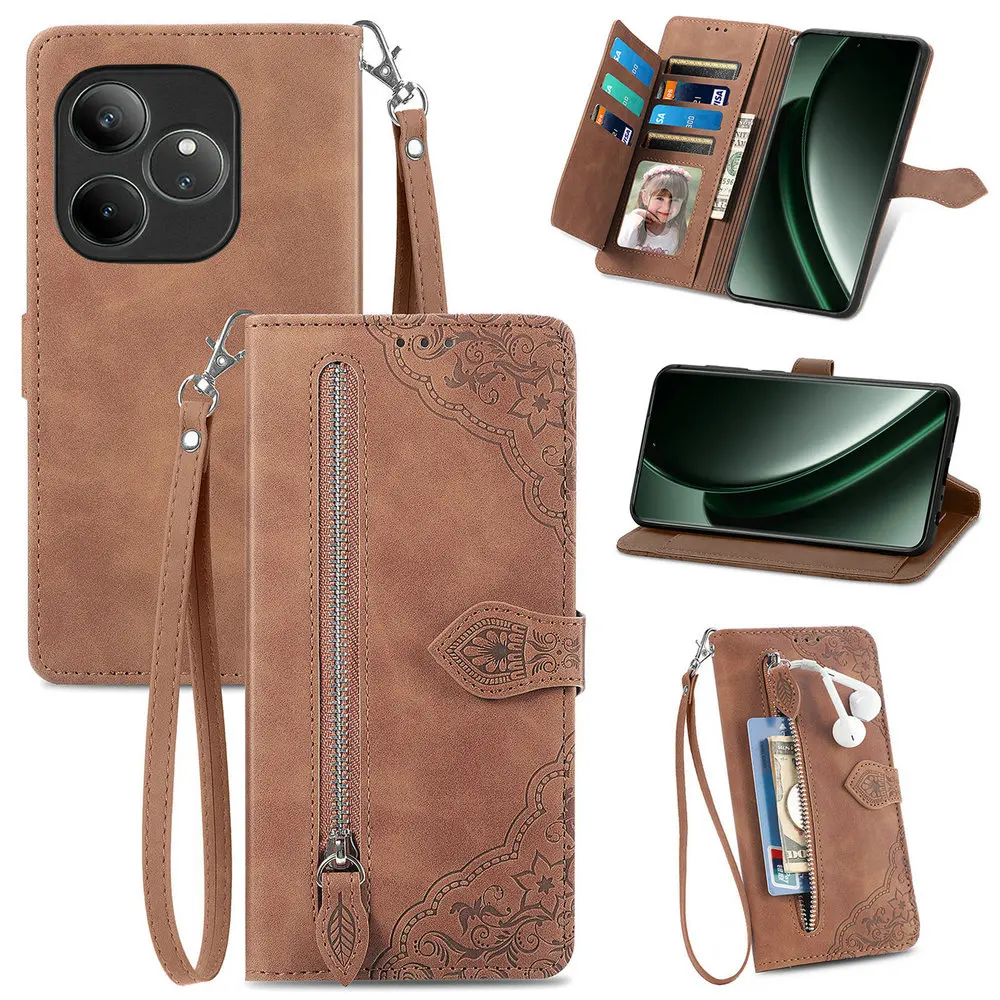 Leather Zipper Wallet Phone Case with 360-Degree Protection