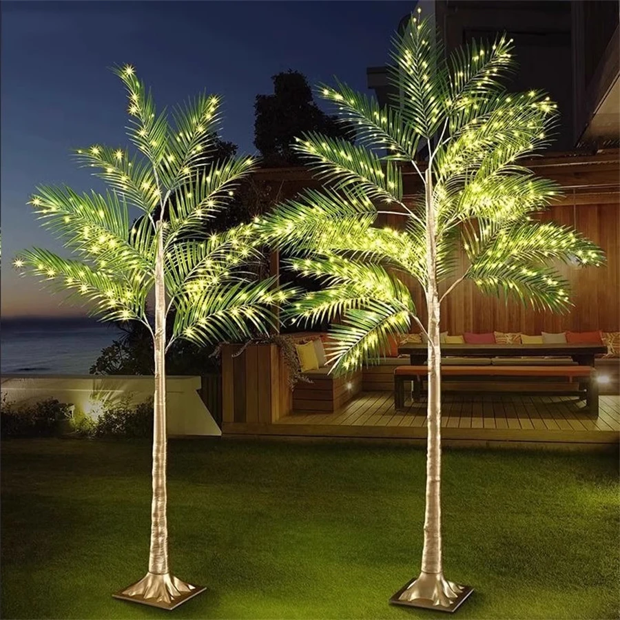 thumbnail image 1 of Palmera artificial iluminada con 650 luces LED de 2,1 m para exteriores, palmera navideña falsa para decoración de patio, piscina y fiesta, 1 of 4