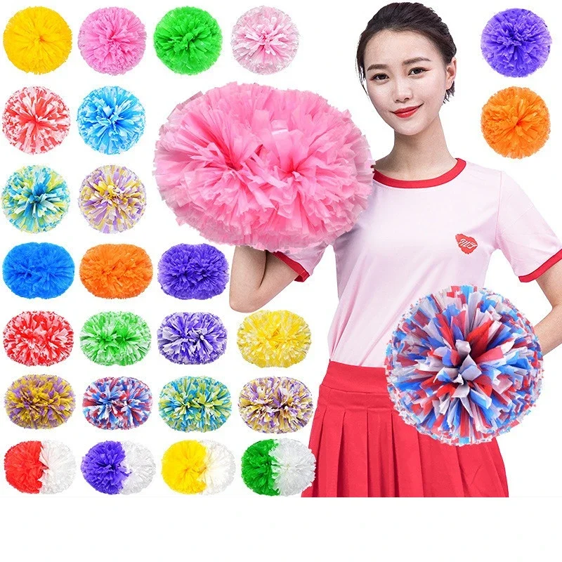Sports Match Pom Poms with Handle Cheerleading Accessories Birthday Wedding Graduation School Activities Celebration Supplies cheerleading pom poms