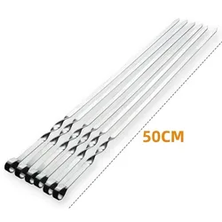 50cm Stainless Steel Flat BBQ Skewer Set - Outdoor Cooking Utensils (6PCS-50CM)
