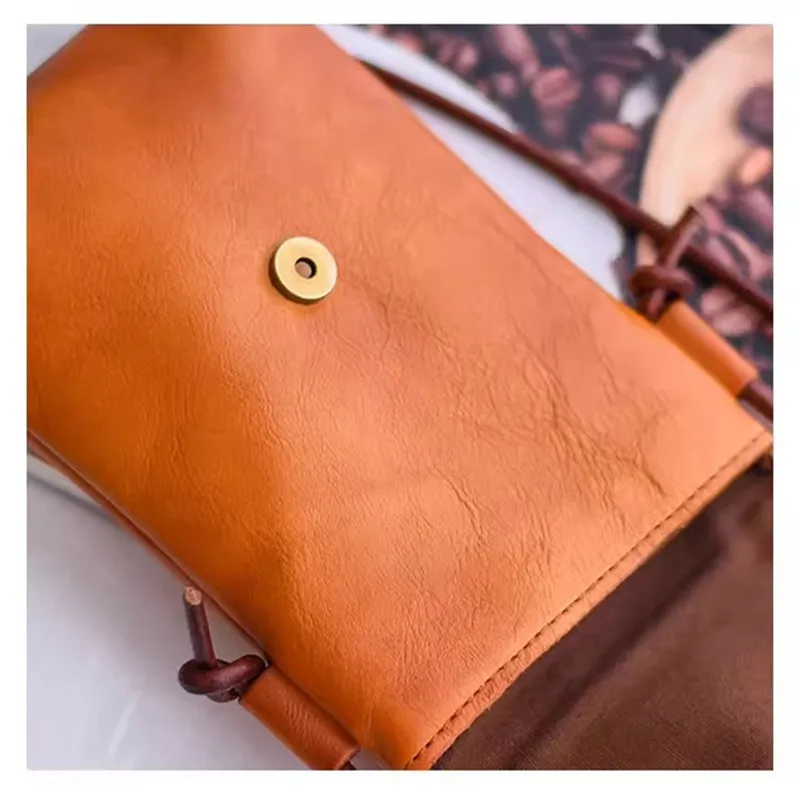 PNDME Vintage täglich echtes Leder Damen kleine Handytasche Mode hochwertige erste Schicht Rindsleder Damen Umhängetasche – Detail 7