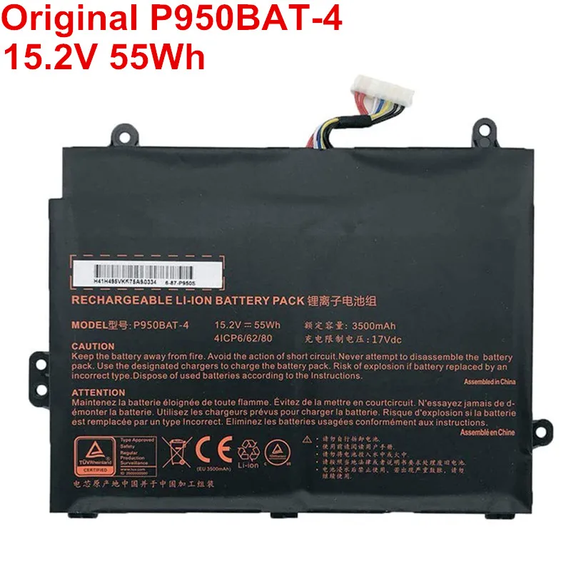 

Genuine Laptop Battery P950BAT-4 For Clevo P955EP6 P950HR P950HP6 P957HP6 P955ER For Sager NP8953 NP8955 NP8952 NP8950 4Cell