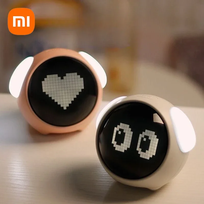 Digital Alarm Clock Xiaomi Cute Expression Alarm Clock Snooze Child Kids Digital Alarm Clocks Voice Control Intelligence LED Night Light Clock