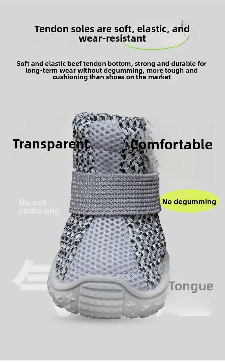 Bequeme, atmungsaktive Mesh-Hundeschuhe, einfach anzuziehende Haustier-Fußbekleidung für Welpen und kleine Hunde – Detail 9