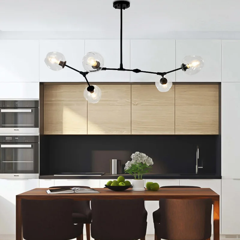 

Modern Chandeliers E27 for Living Room Restaurant Bedroom Warm Wedding Room Hanging Lamp Glass Iron Industrial Pendant Light