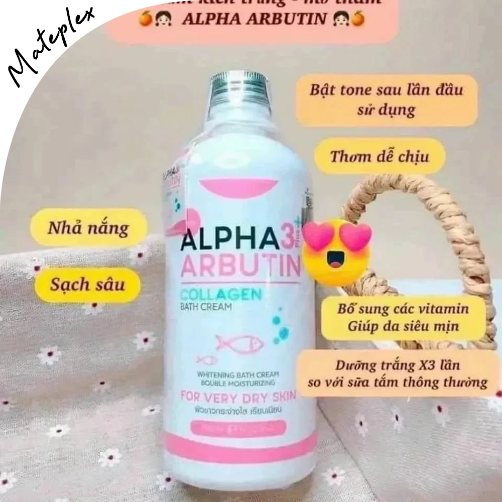 350ml Alpha Arbutin 3 Plus Collagen Bath Brightening Moisturizes Fade Dark Skin Blemishes Evenly Skin Tone