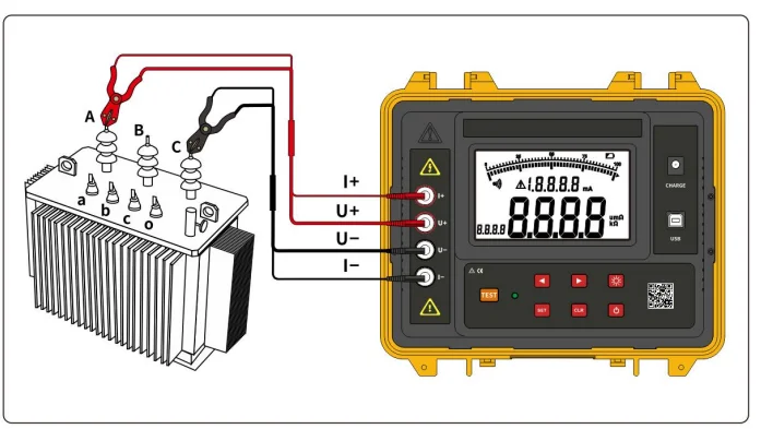 Transformer DC resistance tester precision four wire micro ohmmeter 10A Bluetooth Software Supporting