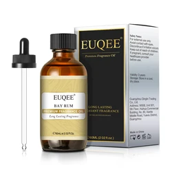 EUQEE 60ml Premium Men's Fragrance Oils with Glass Dropper - Leather, Dragons Blood, Forest Pine & Chocolate Aromas for Diffusion (Bay Rum)
