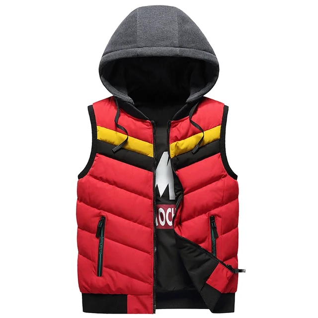 Brand Men's Vest Winter Sleeveless Jackets Down Vest Men Hooded Warm New  2021 Casual Outwear Hat Detachable Outer Ve…