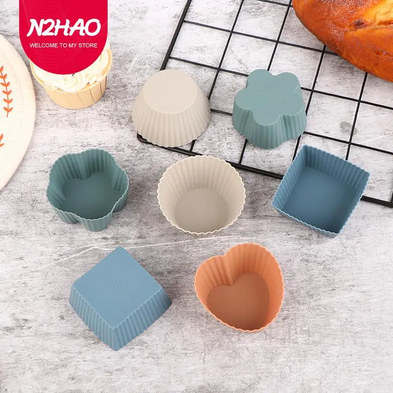 

8Pcs Multi-Shape Silicone Cupcake Liners Baking Cups Non-Stick Reusable DIY Cake Pudding Muffin Liners Pastry Cake Baking Mold