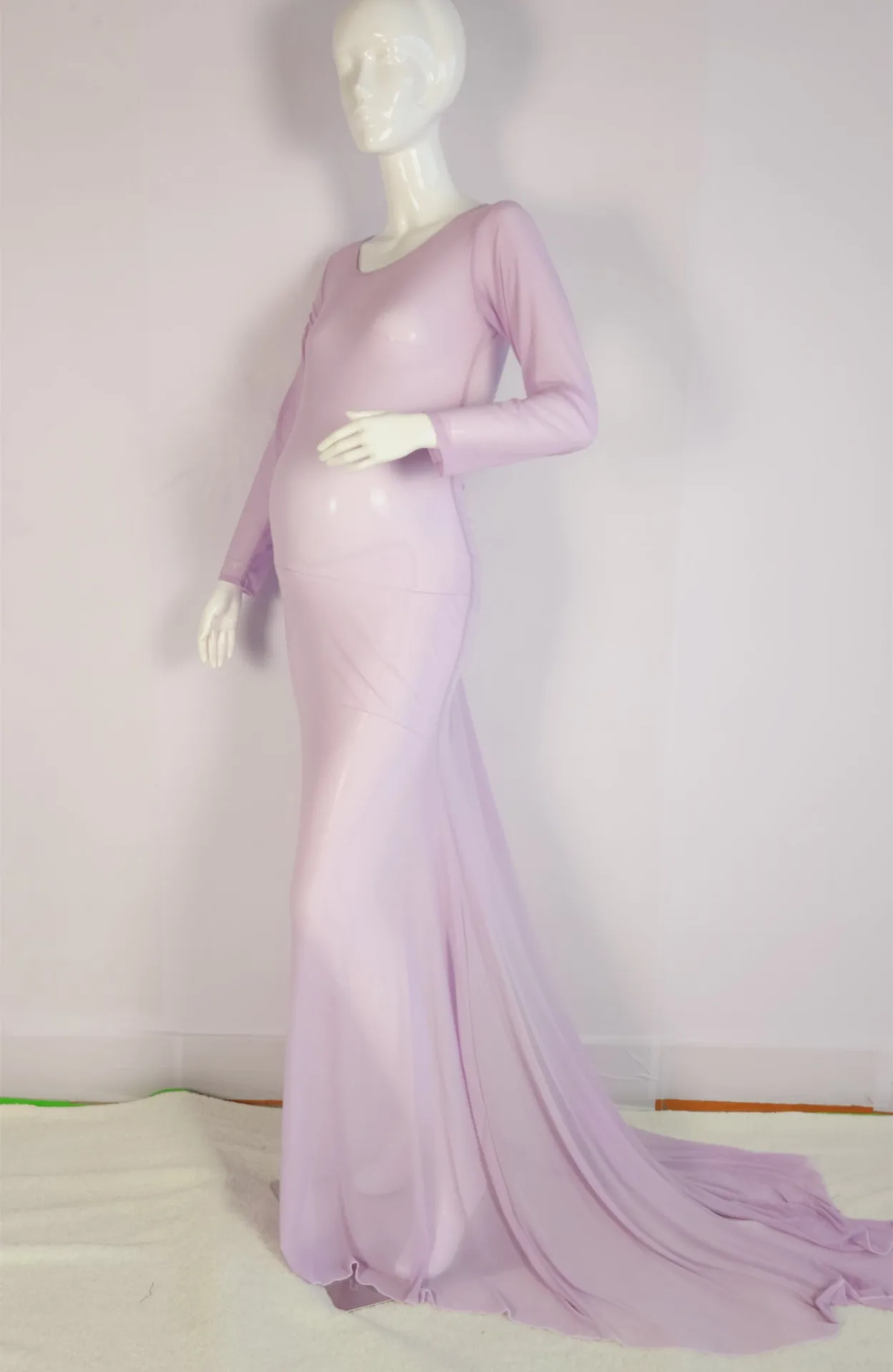 long sleeve mesh maternity dress Long Sleeve Bodycon Maxi Dress in Mesh