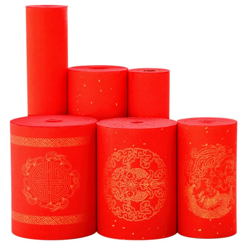 Chinese Spring Festival Couplets Red Rice Paper New Year Paper Cutting Special Xuan Paper 100m Calligraphy Brush Writing Papier
