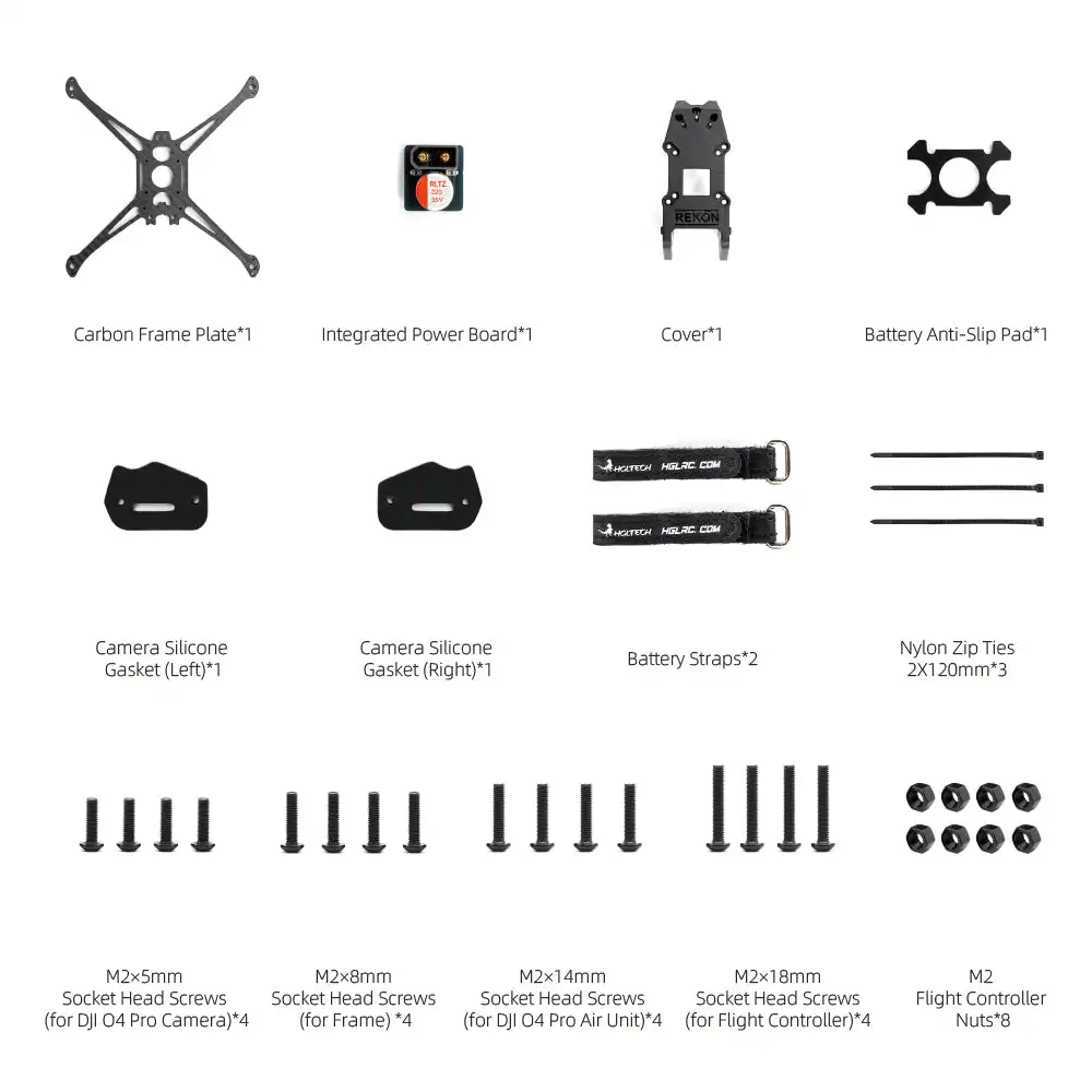 HGLRC Rekon5 Lite O4 Kit Cadre FPV 206mm 52g