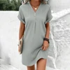 Robe t-shirt à manches courtes et col en V pour femmes, robe d'été monochrome, vêtements de plage baggy, grande taille, adt, 2024 3