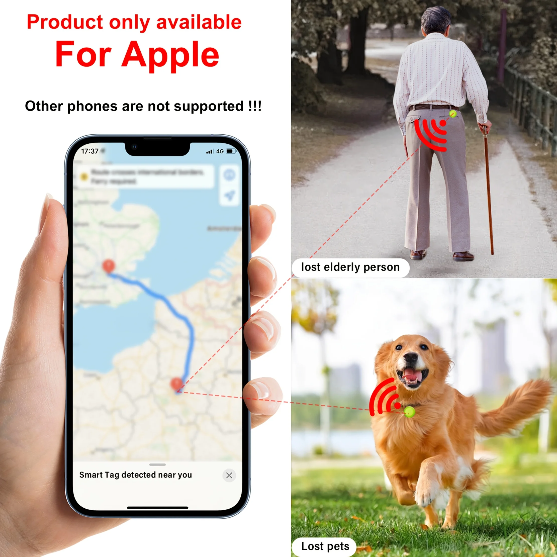 Discreet tracker: one-click locate pets, wallets, keys, elderly & valuables. iPhone wireless. it's for elderly monitoring