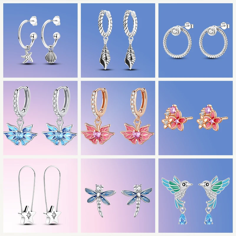 

Classic 2023 Earrings 925 Sterling Silver Colorful CZ Hoop Earrings for Women Birthday Party Wedding Engagemen Gift Jewelry