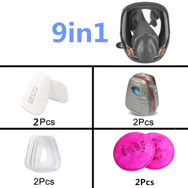 7 in 1 Industrie farbe Atemschutz maske Gasmaske 2 in 1 Satz sichere Arbeit Filter Staub Voll gesichts maske Ersatz – Detail 2