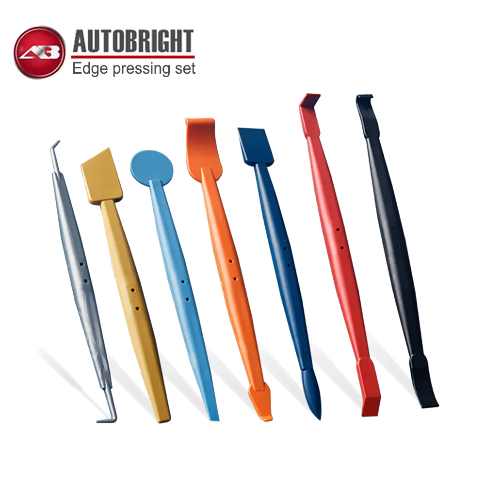 AUTOBRIGHT 7pcs 플라스틱 자동차 랩 키트 비닐 필름 용 자기 가장자리 스퀴지, 멀티 사이즈 도구 맞는 차량 가장자리 곡선 간격