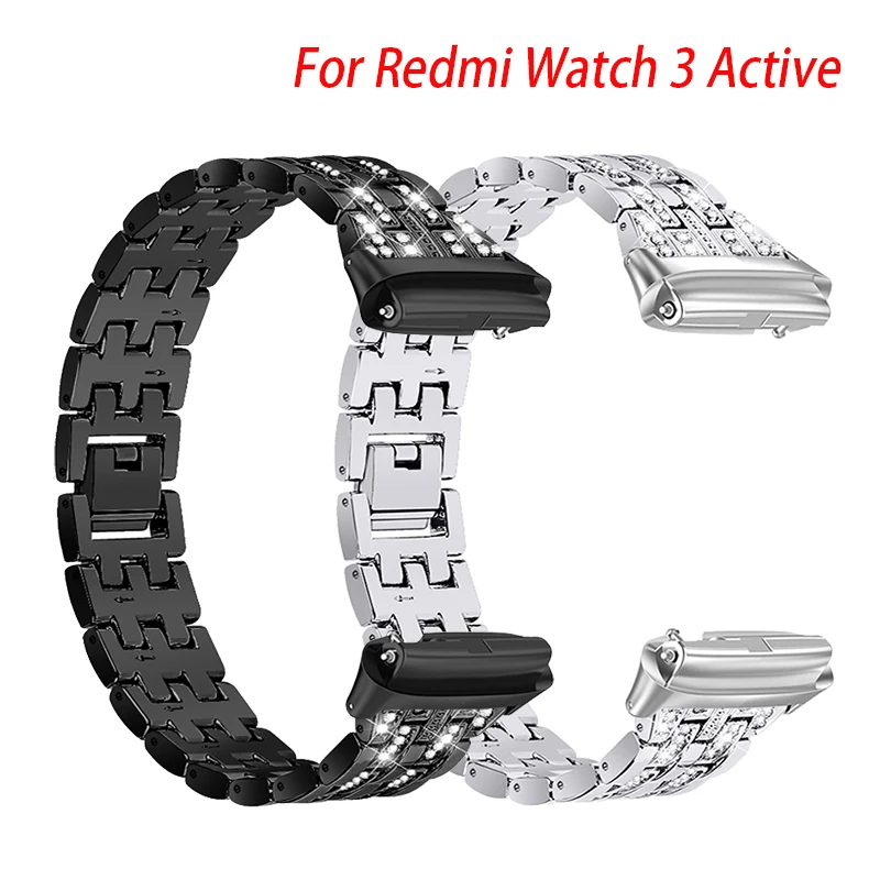 

Браслет металлический для Xiaomi Redmi Watch 3 Active, браслет с алмазным рисунком для redmi watch 3 active