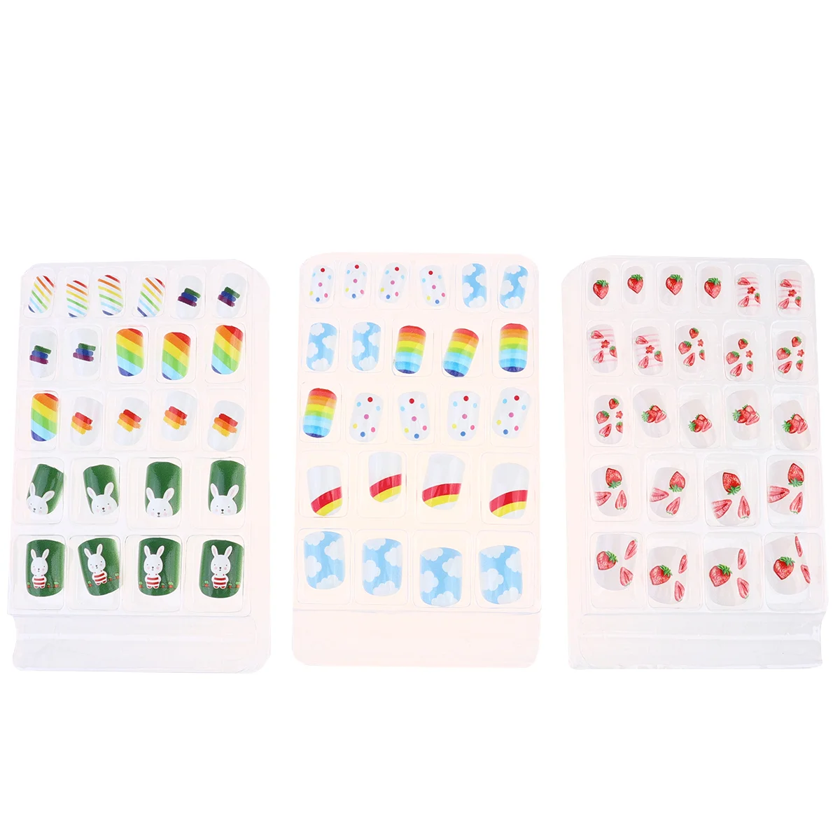 

False Nail Tips Lovely Safe Safe Full Cover False Nails Self-adhesive Artificial Nail for Kids Little Girls (24pcs/Box)