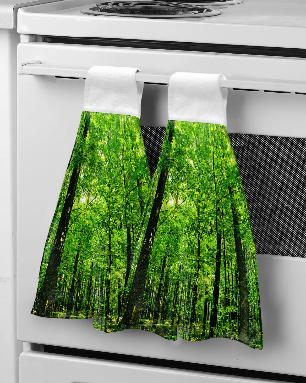 

Green Woods Branch Leaves Hanging Kitchen Hands Towels Quick Dry Microfiber Cleaning Cloth Soft Towel